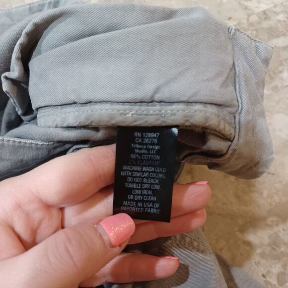 NILI LOTAN Jenna Low Rise Slim Stretch Twill Raw Hem Light Grey Pants Size 2 - Picture 8 of 9